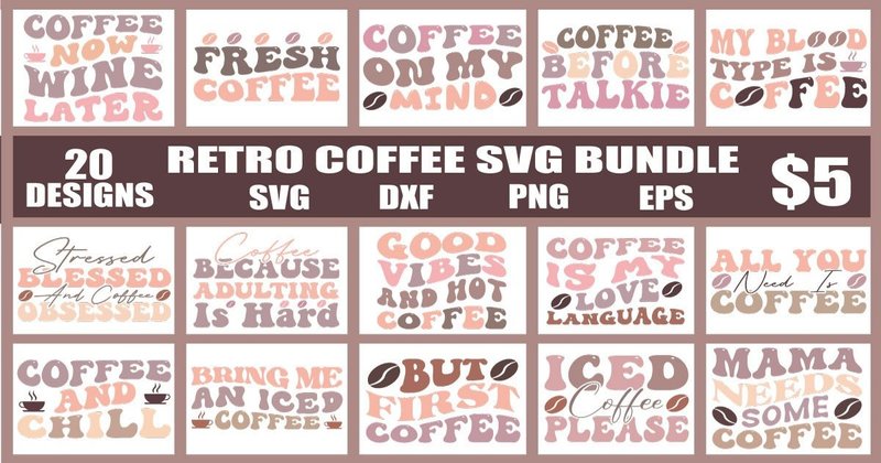 Retro Coffee SVG Bundle (by ranaStore_432)