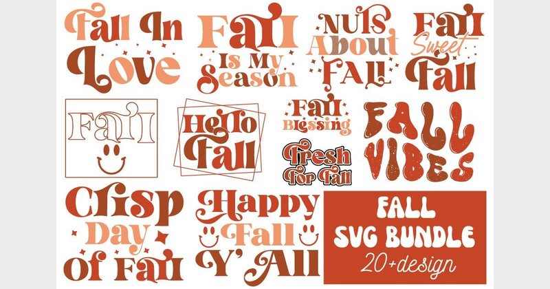 Retro Fall SVG Bundle (by clipart)