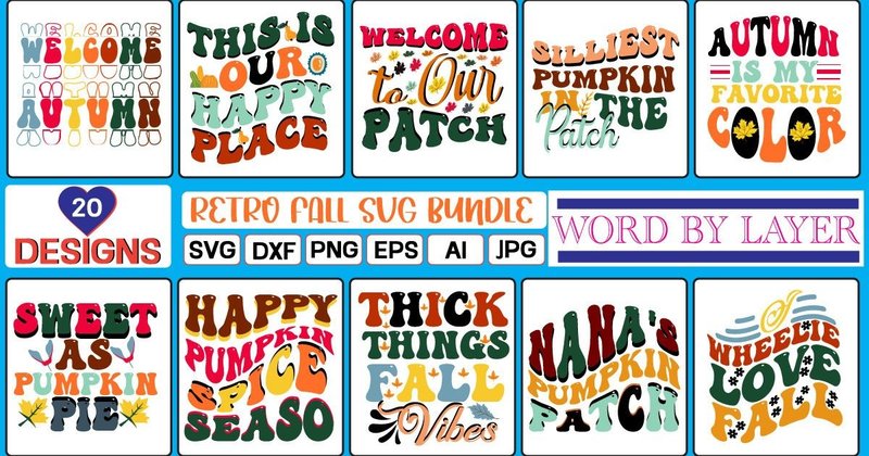 Retro Fall SVG Bundle (by Anjel Resmi)