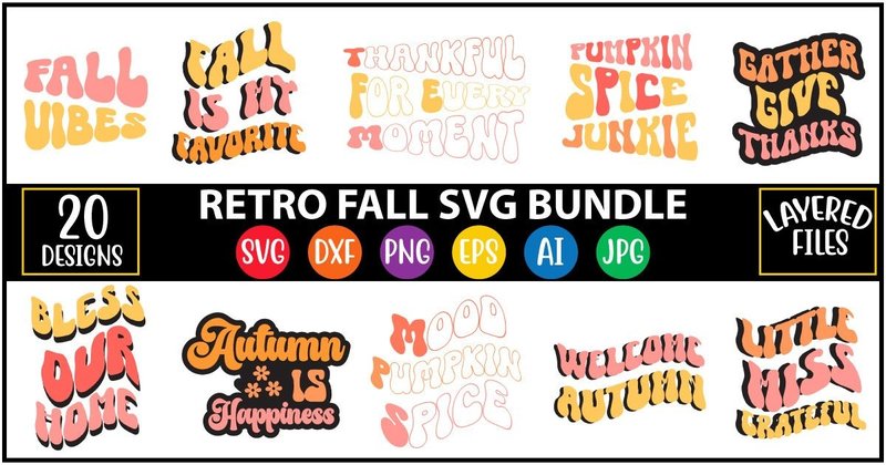 Retro Fall SVG Bundle (by DesignExpert)
