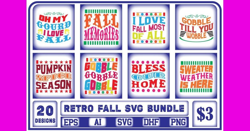 Retro Fall SVG Bundle (by CozyPixel)