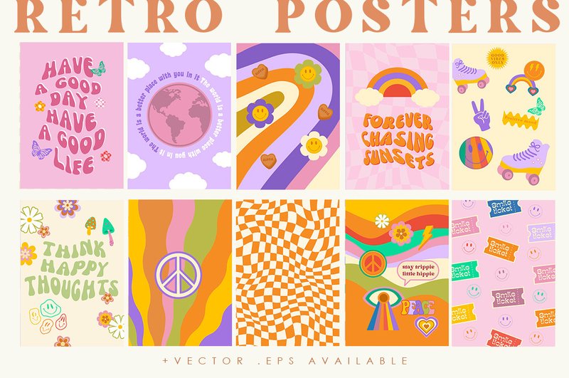 Retro Groovy 90s Style Print (by NassyArt)