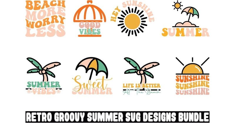 Retro Groovy Summer SVG Designs Bundle (by Pixel Perfection)