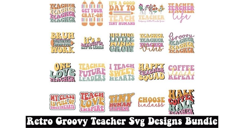 Retro Groovy Teacher SVG Designs Bundle (by Pixel Perfection)