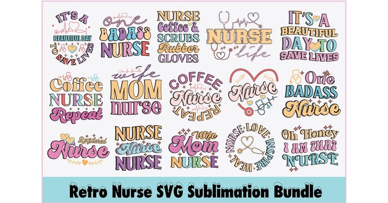 Retro Nurse SVG Sublimation Bundle (by Rad-Graphic)