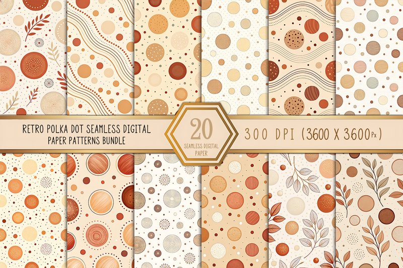 Retro Polka Dot Seamless Patterns Bundle (by Craftfiles-SVG)