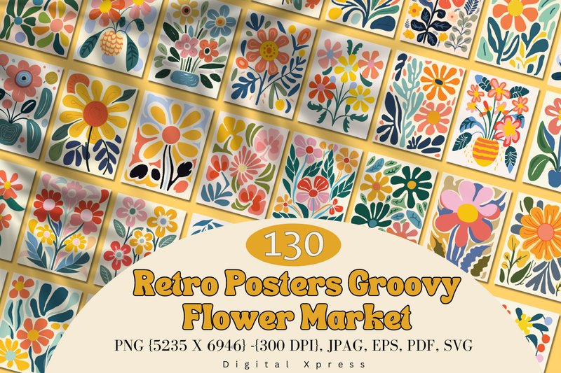 Retro Posters Groovy Flower Market (by Digital Xpress)
