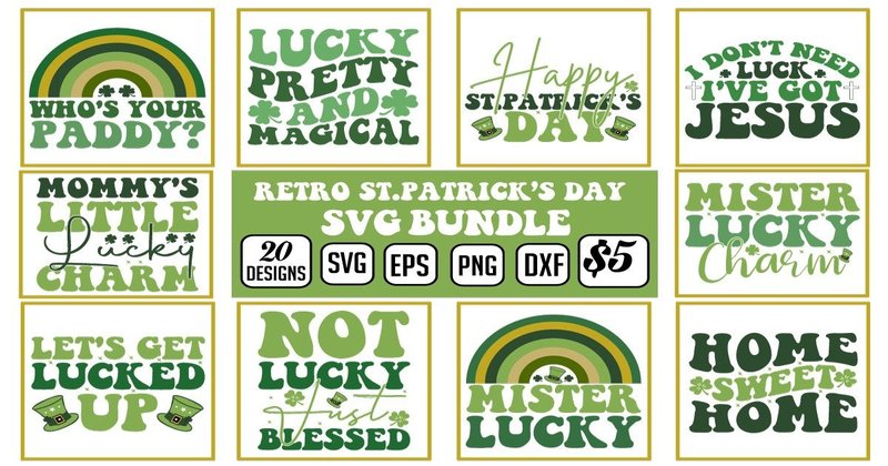 Retro St. Patrick's SVG Bundle (by Nurjahan)
