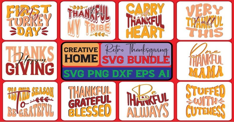 Retro Thanksgiving SVG Bundle (by CreativeHome)
