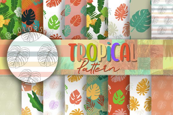 Retro Tropical Seamless Patterns Bundle (by ColorsFav)