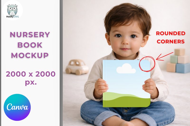 Rounded Corner Book Mockup - Canva (by HootyOwl)