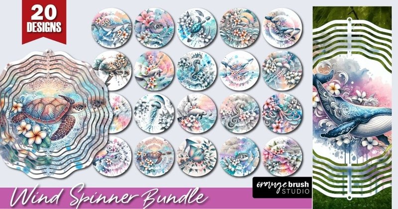 Sea Animals Summer Wind Spinner Bundle (by Orange Brush Studio)