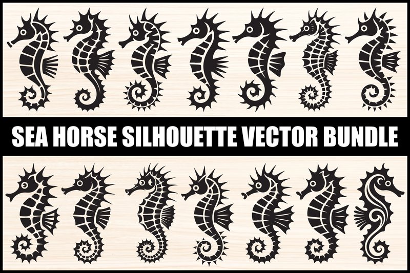 Sea Horse Silhouette Vector Bundle (by Graphics Earth)