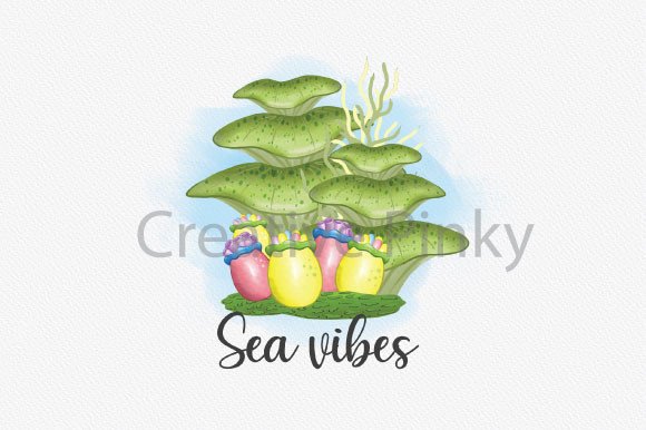 Sea Vibes Coral Sublimation Design Png (by Creative Pinky)