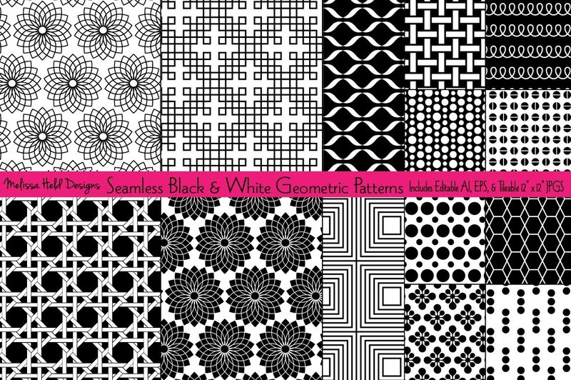 Seamless Black Geometric Patterns (by Melissa Held Designs)