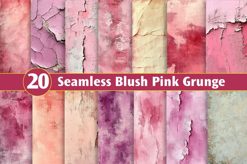 Seamless Blush Pink Grunge Textures Backgrounds (by OK Design)