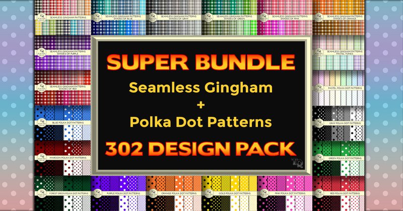 Seamless Gingham and Polka Dot Pattern Bundle (by TQ Design)