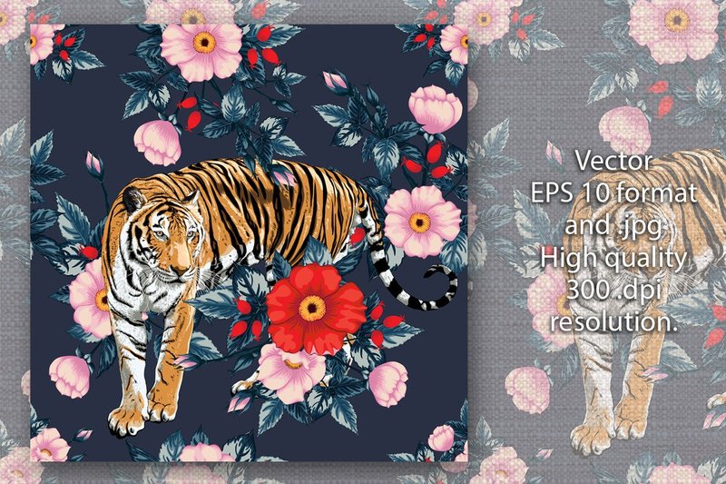 Seamless Pattern Rose Flowers Background (by Nopchin Design)