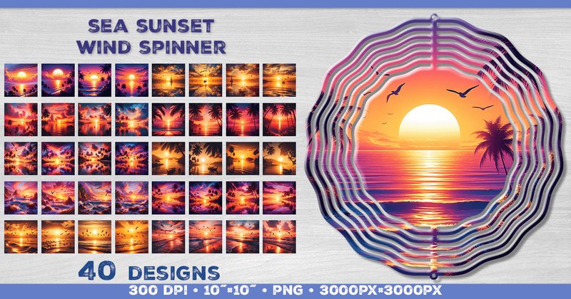 Seaside Sunset Wind Spinner Sublimation Bundle (by julimur)