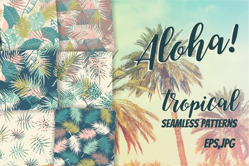 Set of Trendy Seamless Tropical Patterns (by Nadia Grapes)