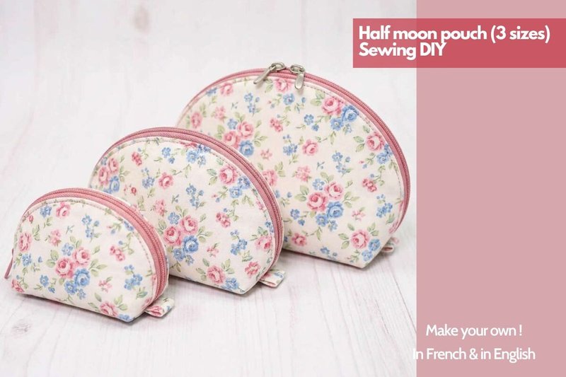 Sewing Pattern Half-moon Zipper Pouch (by Petit Citron)