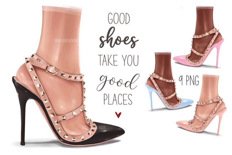 Shoes Clipart, Fashion Illustration (by YanaArt)