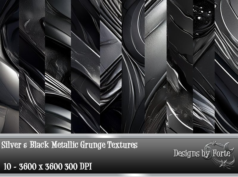 Silver & Black Metallic Grunge Textures (by Heidi Vargas-Smith)
