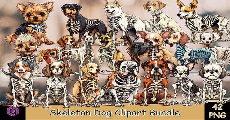 Skeleton Dog Clipart Bundle (by Quoteer)