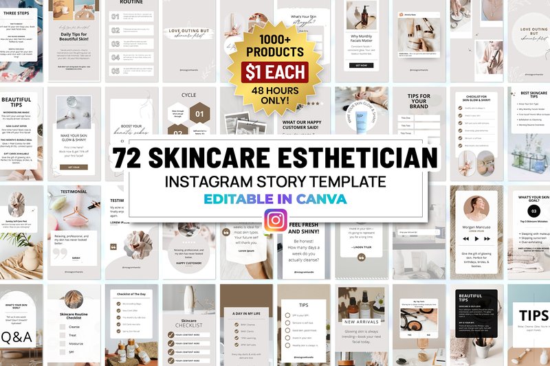Skincare Instagram Canva Story Template (by SnapyBiz)