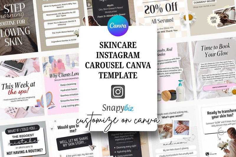 Skincare Instagram Carousel Canva Post (by SnapyBiz)