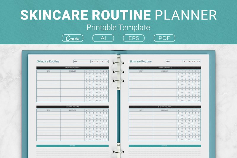 Skincare Routine Planner Template (by JUNDI)