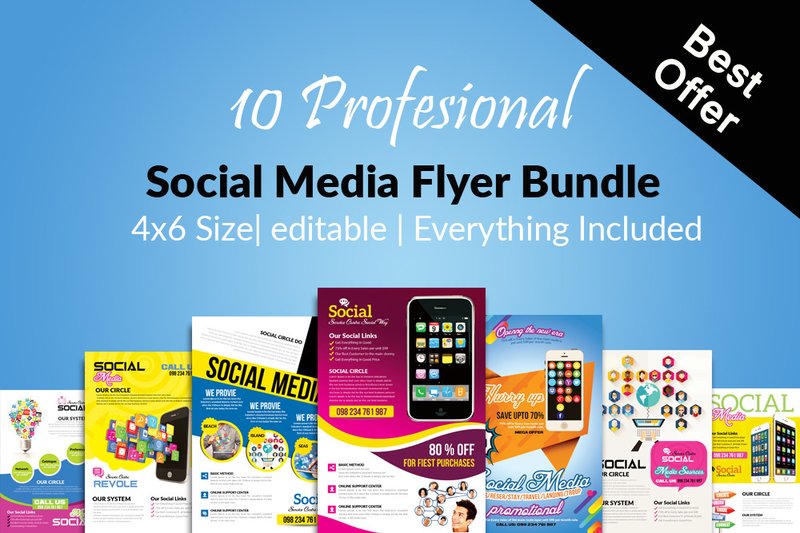 Social Media Marketing 10 Flyers Bundle (by Leza Sam)