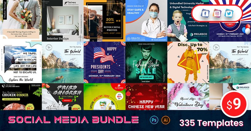 Social Media Post & Stories Bundle (by 3djagan)