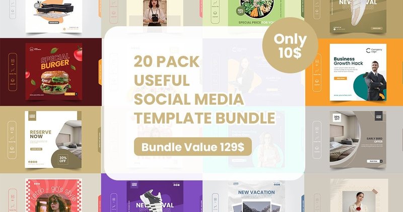 Social Media Post Template Bundle (by Dhw type)
