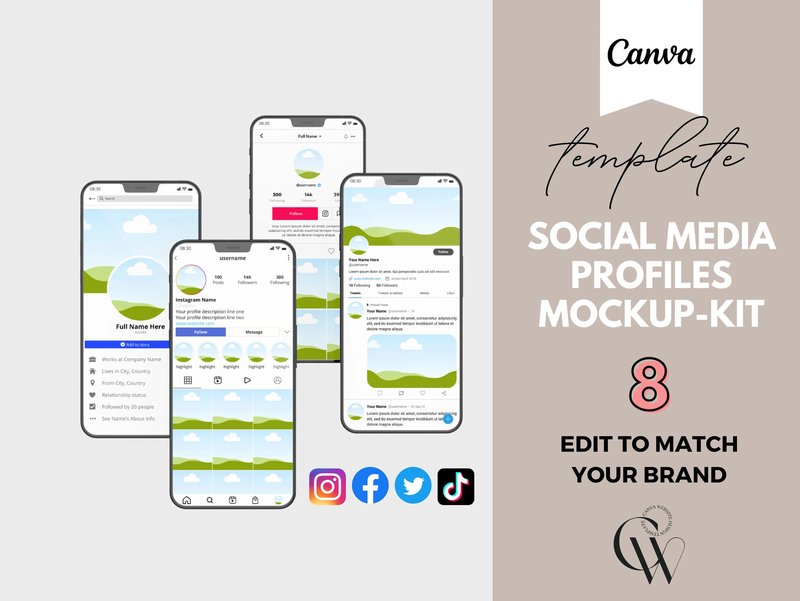 Social Media Profiles Mockup (by plrdigitalplanner)