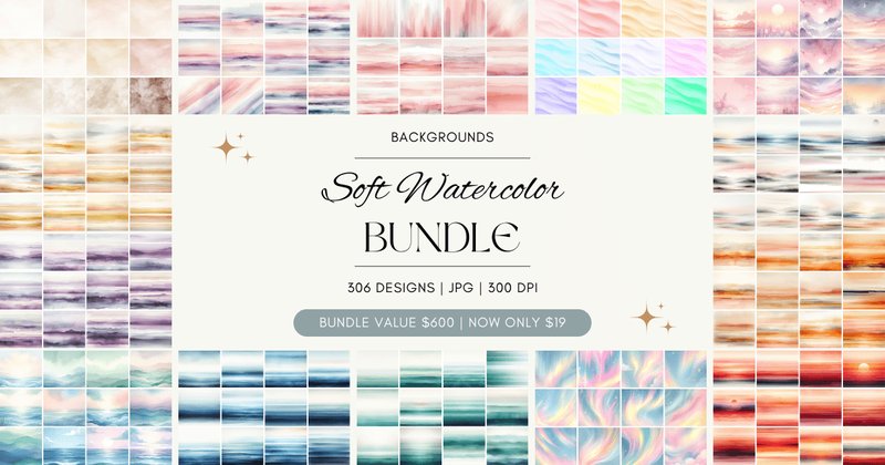Soft Watercolor Backgrounds Bundle (by Artistic Wisdom)