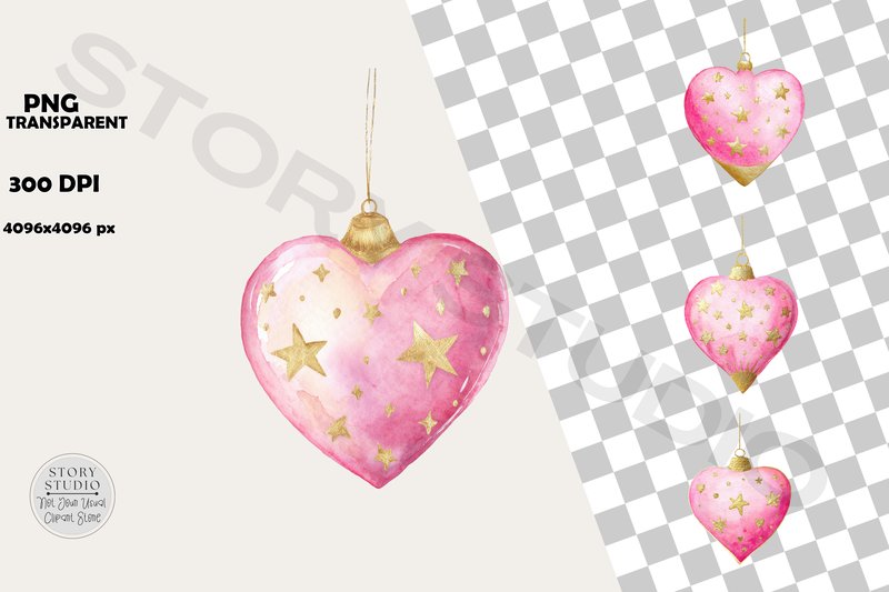 Sparkling Pink Heart Holiday Decor Set (by Story Studio)