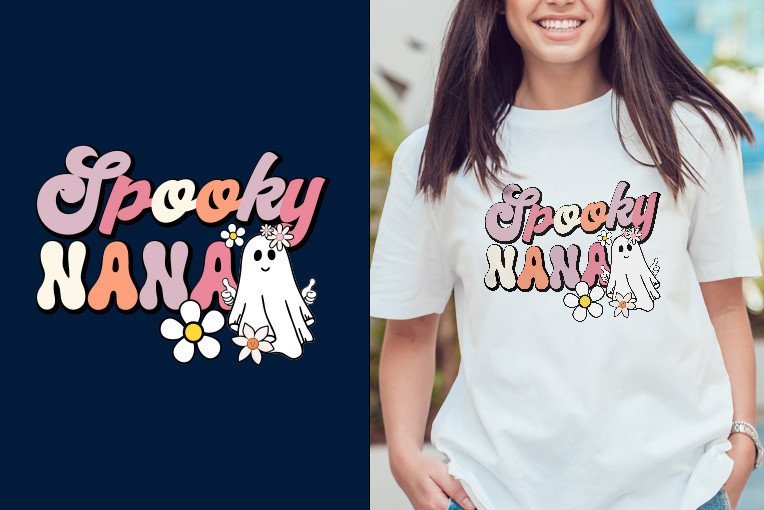 Spooky Nana Retro Halloween Svg Design (by Shampad Kumar)