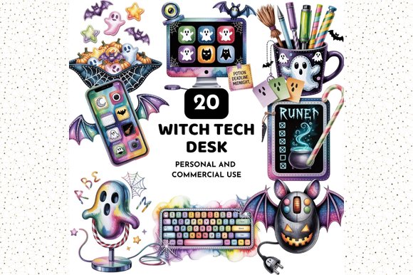 Spooky Office Decor, Halloween Clipart (by ChicandCharmByKim)