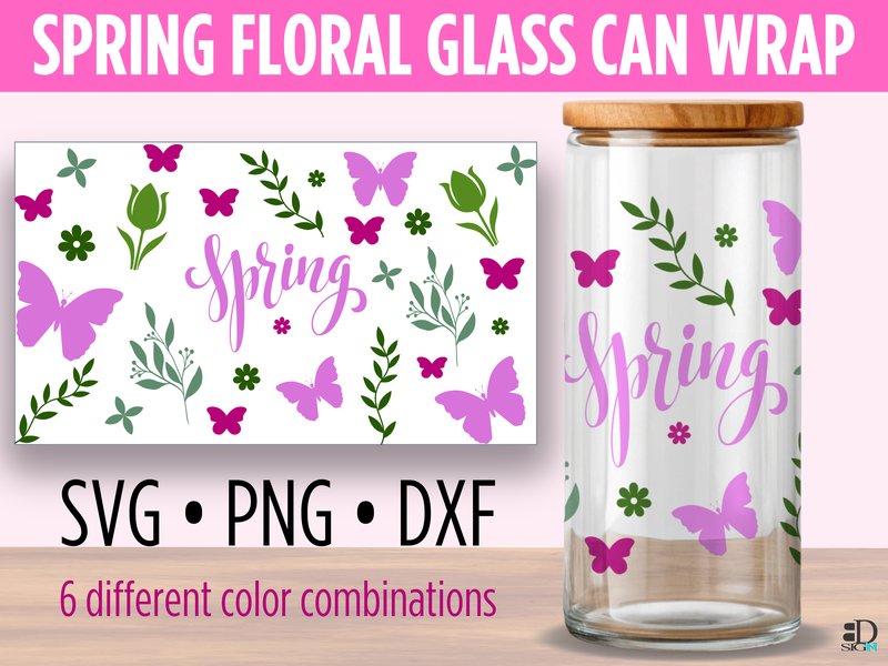 Spring Floral Glass Can Wrap Bundle 20oz (by BDSign)