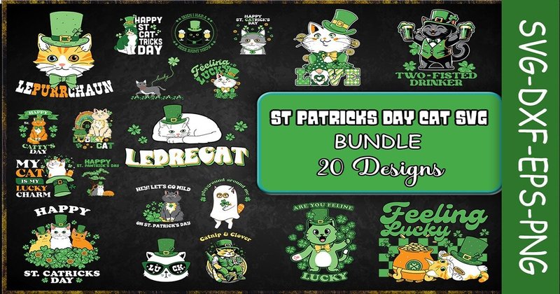 St Patricks Day Cat SVG Bundle (by Turtle Rabbit)