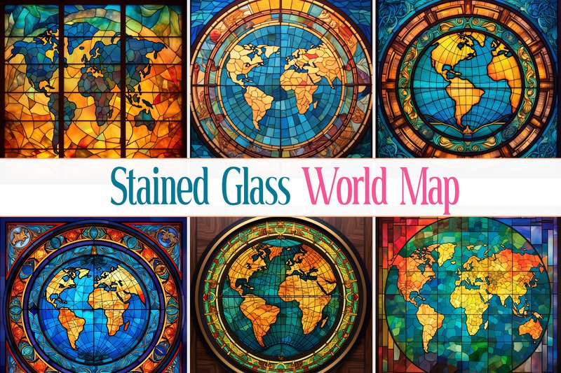 Stained Glass World Map (by Pro Designer Team)