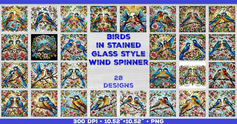 Summer Birds Wind Spinner Bundle (by julimur)