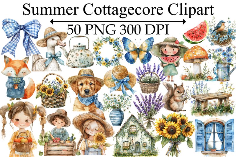 Summer Cottagecore Clipart (by Design Market)