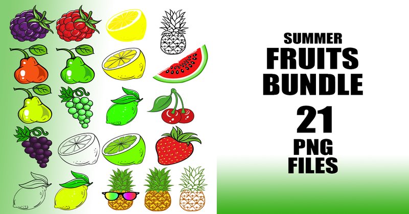 Summer Fruits Graphics Bundle (by FUNDESIGNSTORE)