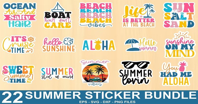 Summer Sticker Design Bundle (by crative8112)