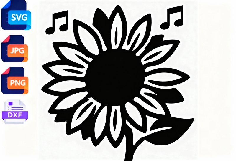 Sunflower Music Notes SVG Cut File (by soikotcbd)