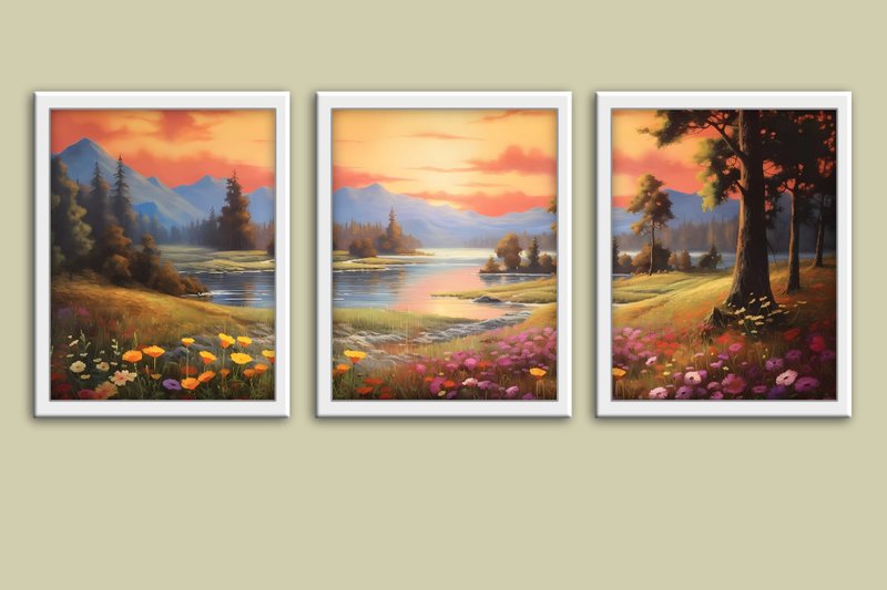 Sunset Landscape Printable Wall Art Set (by Red Gypsy Vintage Arts)