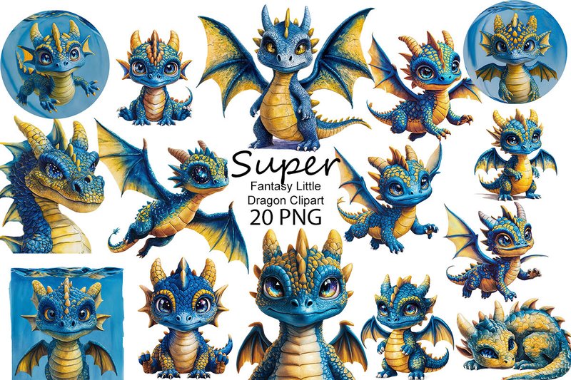 Super Fantasy Little Dragon Clipart (by Dreamy Art)