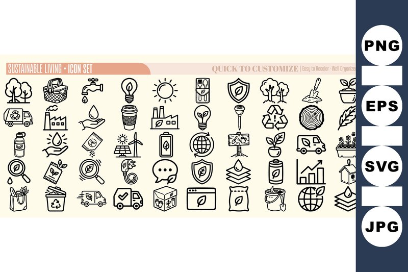 Sustainable Living Icon Set (by DesignVectx)